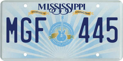 MS license plate MGF445