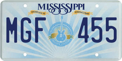 MS license plate MGF455