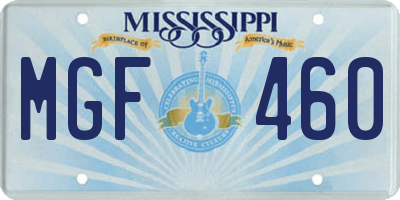 MS license plate MGF460