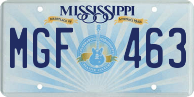 MS license plate MGF463