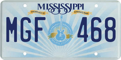 MS license plate MGF468