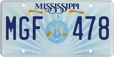 MS license plate MGF478