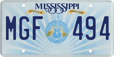 MS license plate MGF494