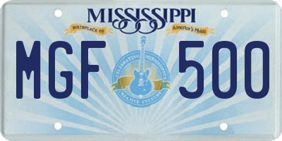 MS license plate MGF500