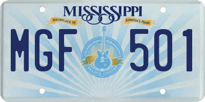 MS license plate MGF501