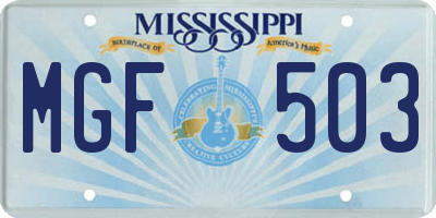 MS license plate MGF503