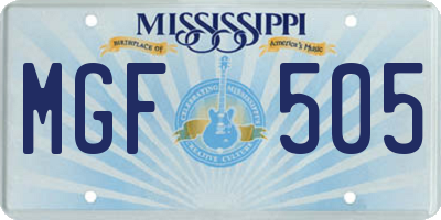MS license plate MGF505