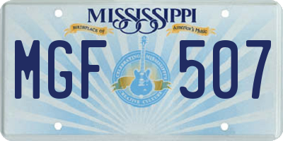 MS license plate MGF507