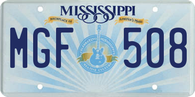 MS license plate MGF508