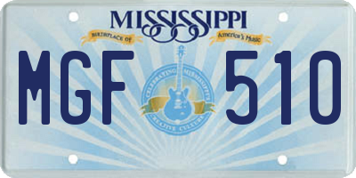 MS license plate MGF510