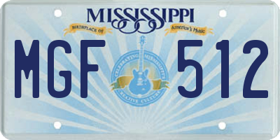 MS license plate MGF512