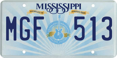 MS license plate MGF513