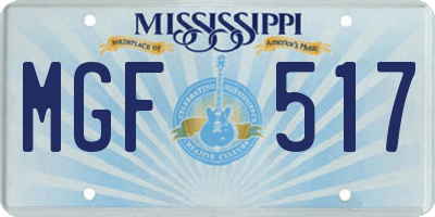 MS license plate MGF517