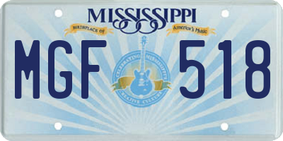 MS license plate MGF518