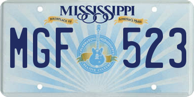 MS license plate MGF523