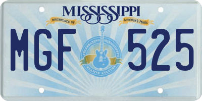 MS license plate MGF525