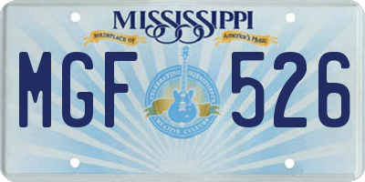 MS license plate MGF526