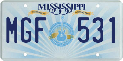 MS license plate MGF531