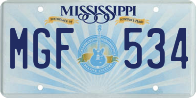 MS license plate MGF534