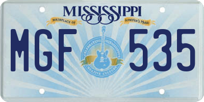 MS license plate MGF535