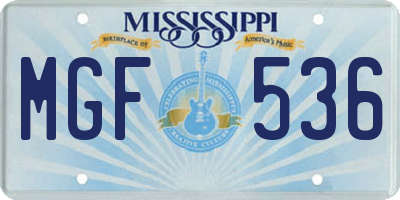 MS license plate MGF536
