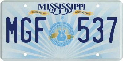 MS license plate MGF537