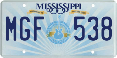 MS license plate MGF538