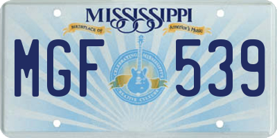 MS license plate MGF539