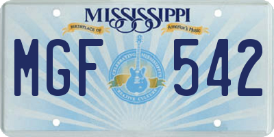 MS license plate MGF542