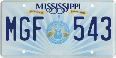 MS license plate MGF543