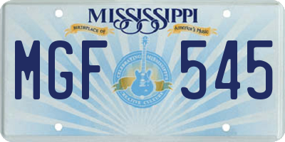 MS license plate MGF545