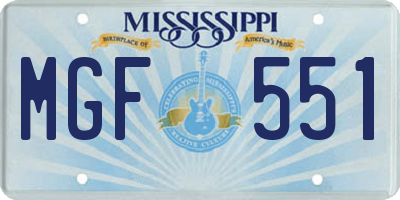 MS license plate MGF551