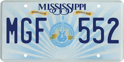 MS license plate MGF552