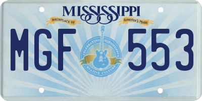 MS license plate MGF553