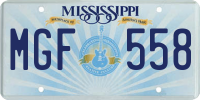 MS license plate MGF558