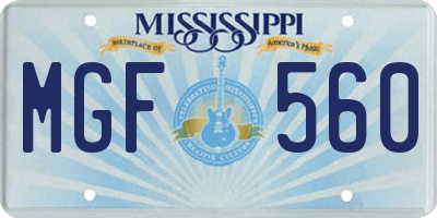 MS license plate MGF560