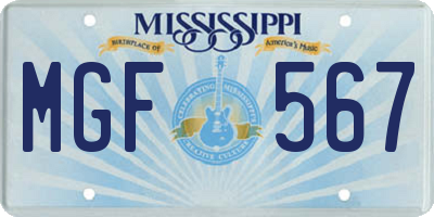 MS license plate MGF567