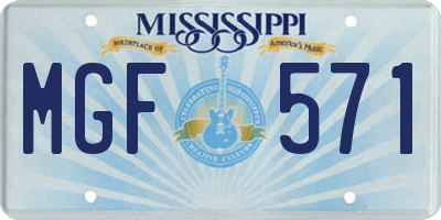 MS license plate MGF571
