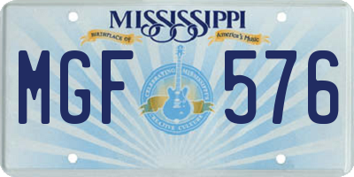 MS license plate MGF576