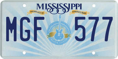 MS license plate MGF577