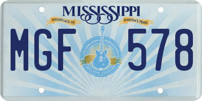 MS license plate MGF578