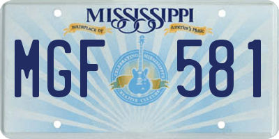 MS license plate MGF581