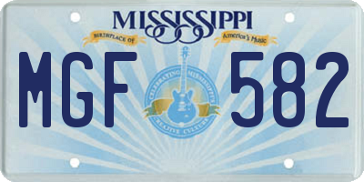 MS license plate MGF582