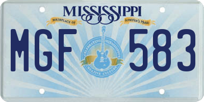 MS license plate MGF583
