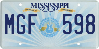 MS license plate MGF598
