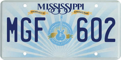 MS license plate MGF602