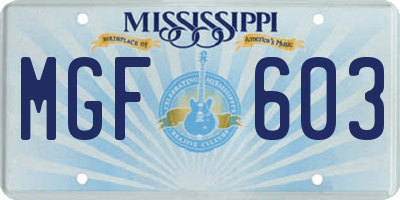 MS license plate MGF603