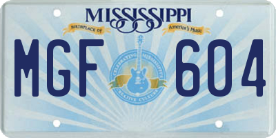 MS license plate MGF604