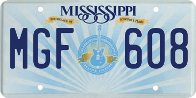 MS license plate MGF608