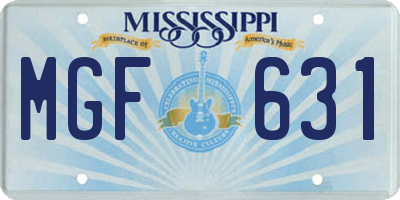 MS license plate MGF631